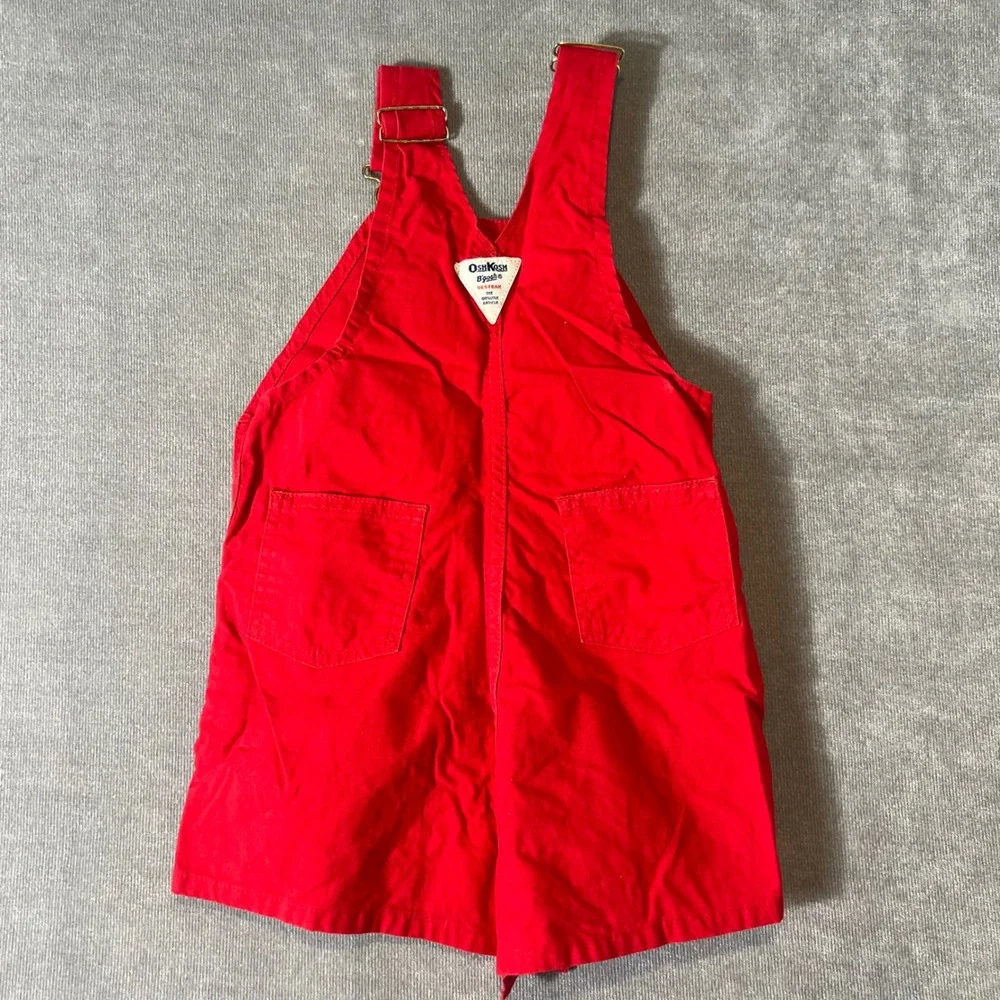 OshKosh Bgosh Kids Red Vestbak Cotton Shortalls Overalls Size 4T 744-9535